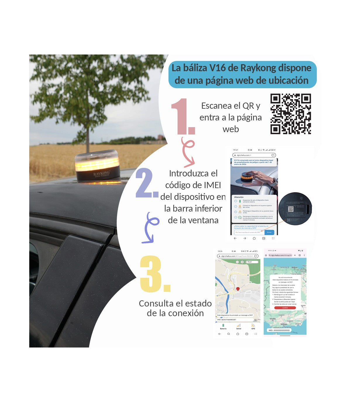 ⭐⭐¡Último día! ¡80% de descuento para el Año Nuevo 2026!❄❄Baliza V16 | 2ª GENERACION Geolocalización DGT 3.0 | Luz Emergencia Coche Homologado DGT | SIM y Datos Pagados hasta 2038